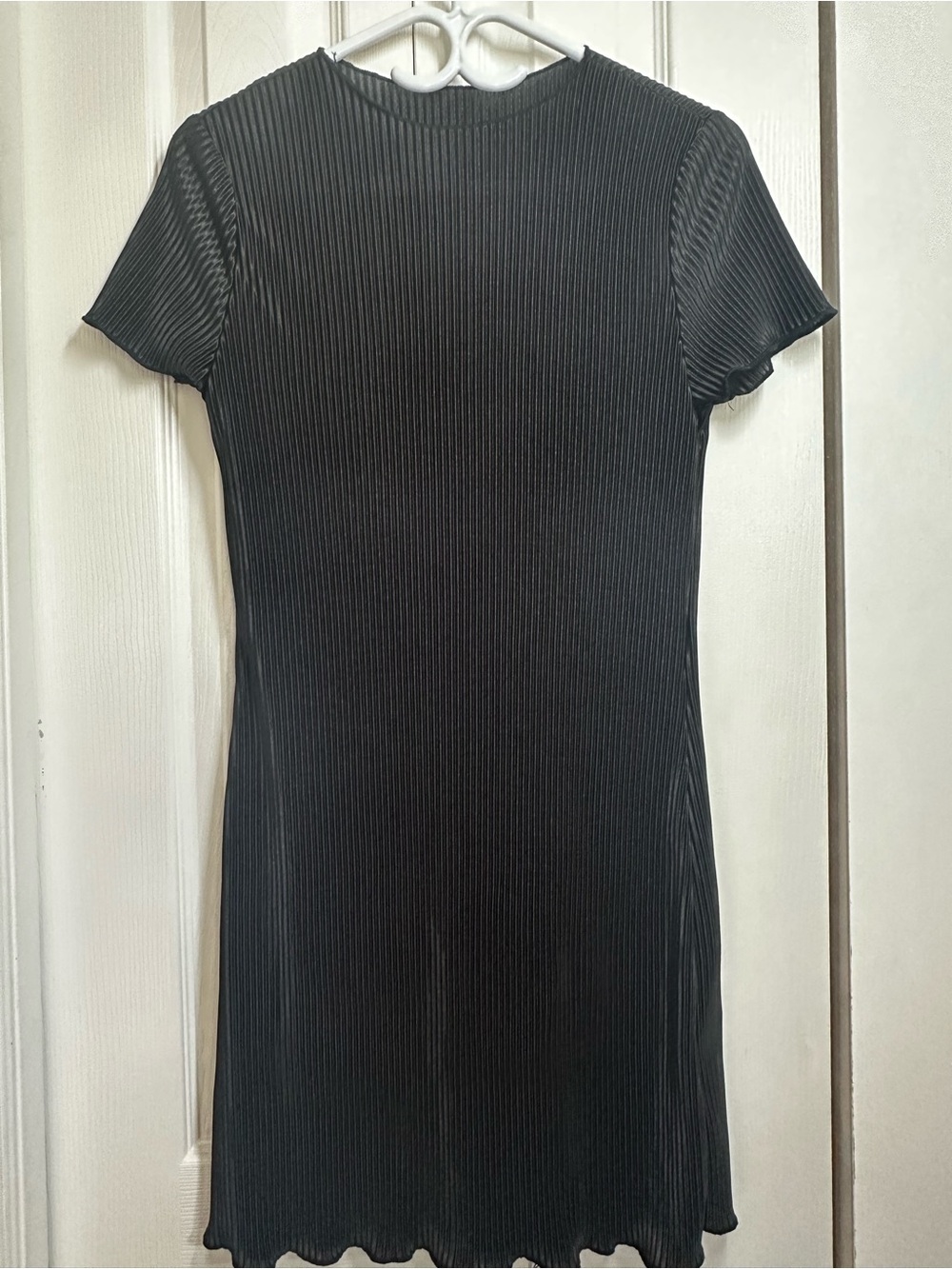 SHEIN Black Ribbed Short-Sleeve  Dress #4